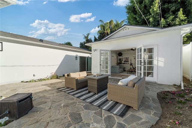 14332 Roblar Pl, Sherman Oaks, CA 91423 - view of patio with an outdoor living space and french doors