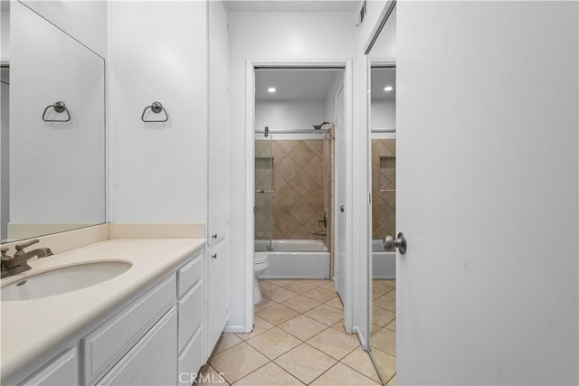 1188 Via Montoya, Camarillo, CA 93010 - bathroom with vanity, toilet, tile patterned floors, shower / tub combination, and recessed lighting
