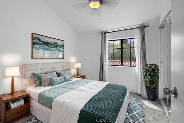 1188 Via Montoya, Camarillo, CA 93010 - carpeted bedroom featuring lofted ceiling, a ceiling fan, and baseboards