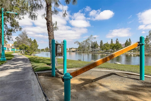 28705 Bridge Water Ln, Menifee, CA 92584 - view of community featuring a water view and a lawn