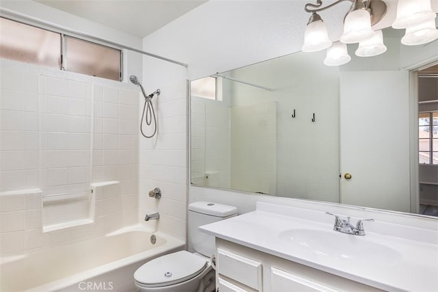 28705 Bridge Water Ln, Menifee, CA 92584 - bathroom featuring vanity, shower / bath combination, and a chandelier