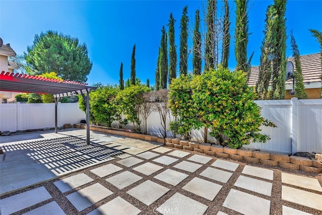 28705 Bridge Water Ln, Menifee, CA 92584 - fenced backyard featuring a patio and a pergola