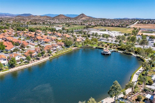 28705 Bridge Water Ln, Menifee, CA 92584 - aerial overview of property's location featuring a water and mountain view and nearby suburban area