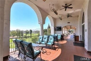 5369 Algarrobo Unit 1G, Laguna Woods, CA 92637 - patio / terrace with outdoor lounge area and ceiling fan