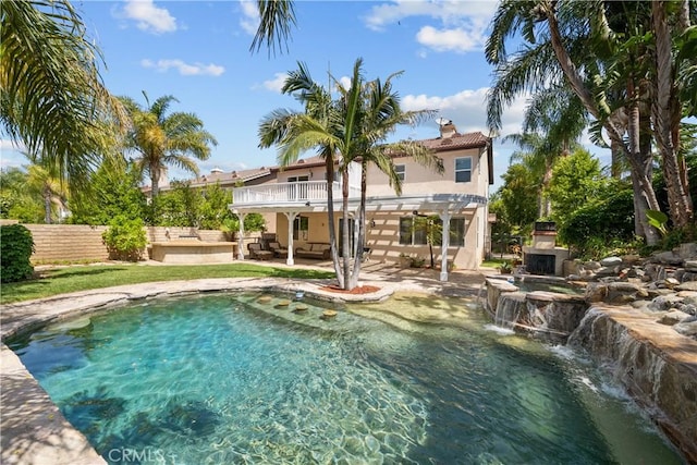 29012 Madrid Pl, Castaic, CA 91384 - view of pool with a patio area, an outdoor living space, and a pergola