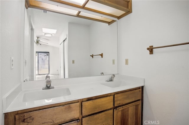 7000 Verdure Way, Elk Grove, CA 95758 - bathroom with double vanity and lofted ceiling