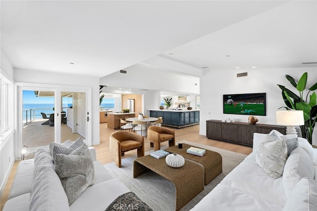 326 Boca Del Canon, San Clemente, CA 92672 - living area with light wood finished floors, recessed lighting, and a water view