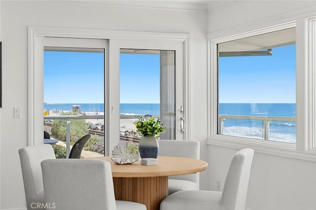 326 Boca Del Canon, San Clemente, CA 92672 - dining area featuring a water view and ornamental molding