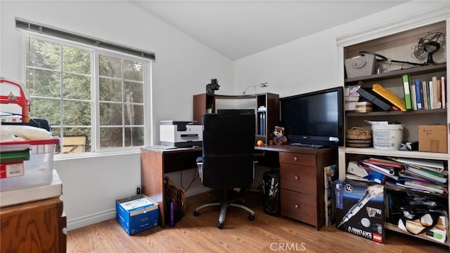1104 W F St, Ontario, CA 91762 - office with wood finished floors, plenty of natural light, and vaulted ceiling