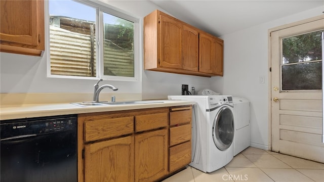 1104 W F St, Ontario, CA 91762 - laundry area with separate washer and dryer, light tile patterned floors, a sink, and healthy amount of natural light