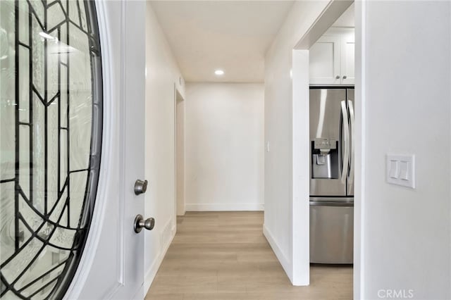 17121 Granada Ln, Huntington Beach, CA 92647 - hall with recessed lighting, baseboards, and light wood-style floors