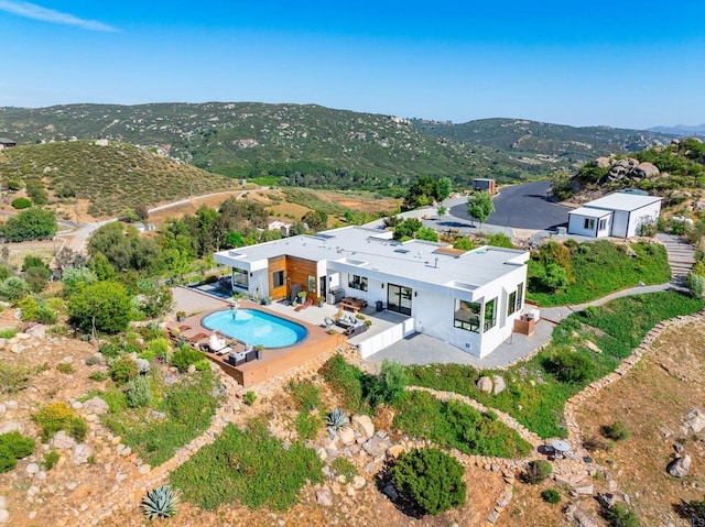 403 Black Canyon Pl, Ramona, CA 92065 - view of subject property with a pool and a mountain backdrop