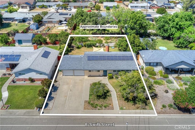 233 E Swift St, Orland, CA 95963 - aerial view of residential area with property parcel outlined