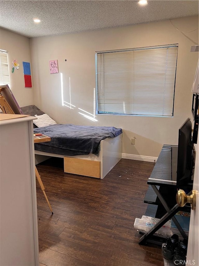 1125 Grand Ave E Unit A, Pomona, CA 91766 - bedroom with hardwood / wood-style floors, recessed lighting, and a textured ceiling