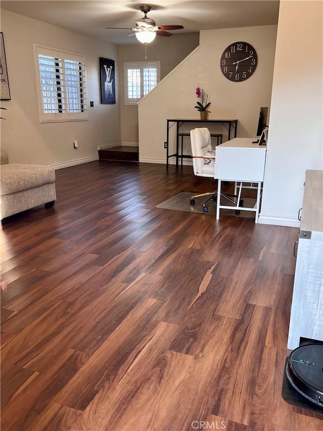 1125 Grand Ave E Unit A, Pomona, CA 91766 - living area featuring a ceiling fan and wood finished floors