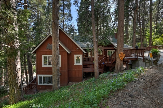 405 Terrace Rd, Lake Arrowhead, CA 92352 - back of house featuring a deck