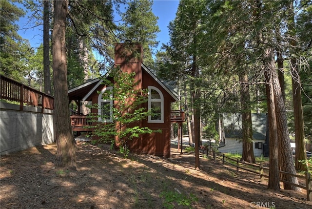 405 Terrace Rd, Lake Arrowhead, CA 92352 - view of side of property with a wooden deck