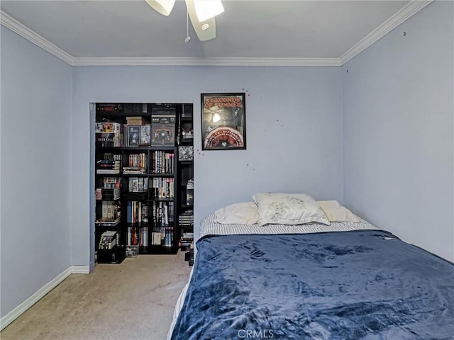 5436 Bonfair Ave, Lakewood, CA 90712 - carpeted bedroom featuring crown molding, baseboards, and ceiling fan