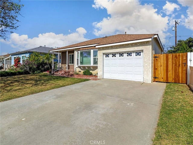 5436 Bonfair Ave, Lakewood, CA 90712 - ranch-style house with driveway, an attached garage, and stucco siding