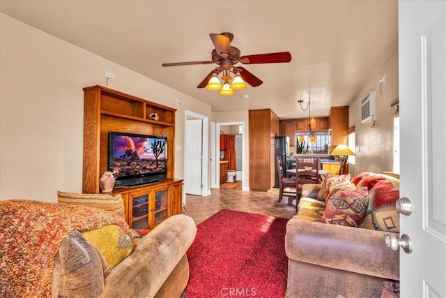 380 Mack Ln Unit 29, Palms, CA 92277 - living room with a ceiling fan and tile patterned floors