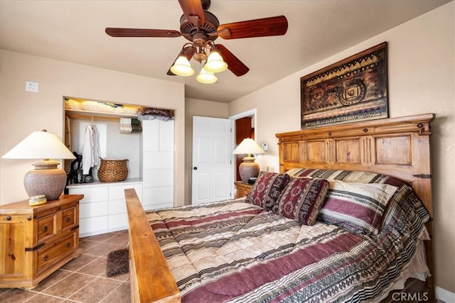 380 Mack Ln Unit 29, Palms, CA 92277 - bedroom with tile patterned floors and a ceiling fan