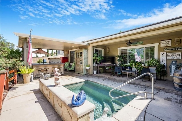 25687 Red Hawk Rd, Corona, CA 92883 - view of pool featuring a patio area and a ceiling fan