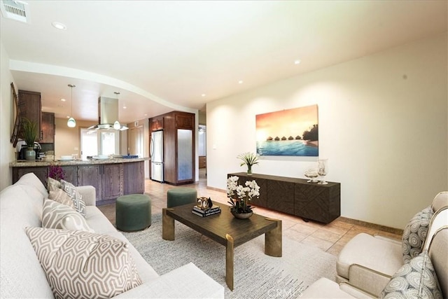 1256 Bostonia St Unit B, El Cajon, CA 92021 - living area featuring light tile patterned floors, recessed lighting, and baseboards