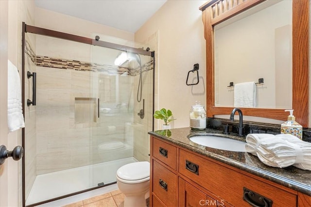 1256 Bostonia St Unit B, El Cajon, CA 92021 - full bathroom featuring toilet, vanity, a stall shower, and tile patterned floors