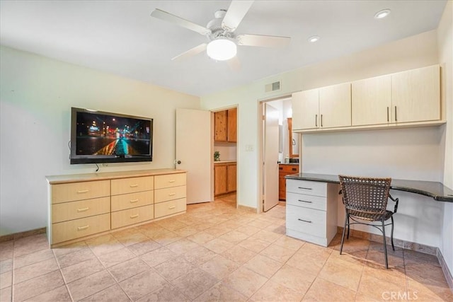1256 Bostonia St Unit B, El Cajon, CA 92021 - home office with ceiling fan, built in study area, recessed lighting, and baseboards