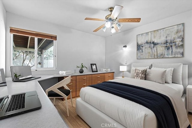 1256 Bostonia St Unit B, El Cajon, CA 92021 - bedroom featuring light wood-style floors, an office area, and a ceiling fan
