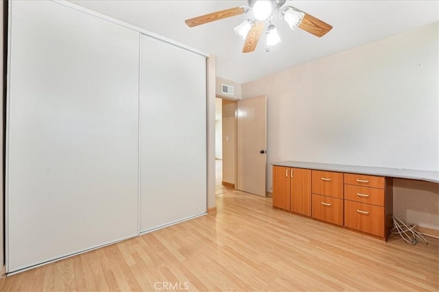 1256 Bostonia St Unit B, El Cajon, CA 92021 - unfurnished bedroom with light wood-type flooring, a closet, and ceiling fan