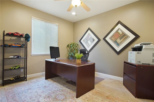 2983 Orchid Ln, Turlock, CA 95382 - office with a ceiling fan, baseboards, and light carpet