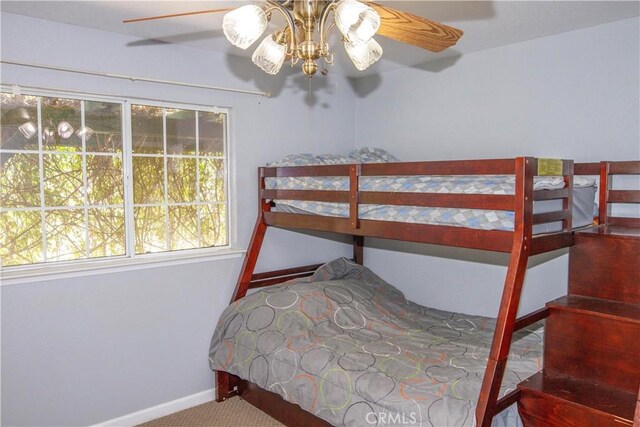 33708 Bronco Ln, Squaw Valley, CA 93675 - carpeted bedroom with baseboards and a ceiling fan