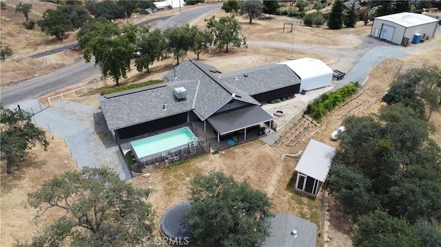 33708 Bronco Ln, Squaw Valley, CA 93675 - aerial view of property and surrounding area featuring a pool area