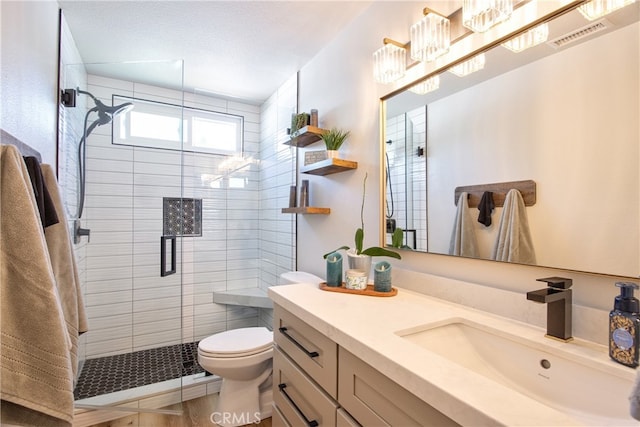 27071 Crews Hill Dr, Menifee, CA 92586 - bathroom featuring a shower stall, vanity, and toilet