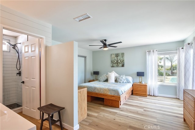 27071 Crews Hill Dr, Menifee, CA 92586 - bedroom with light wood-type flooring, baseboards, and ceiling fan