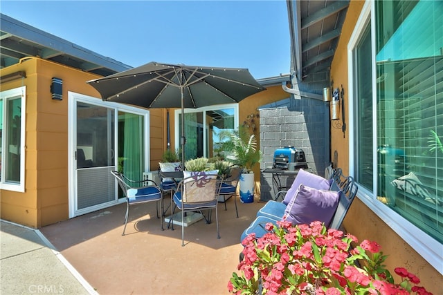 27071 Crews Hill Dr, Menifee, CA 92586 - view of patio / terrace featuring a grill and outdoor dining area