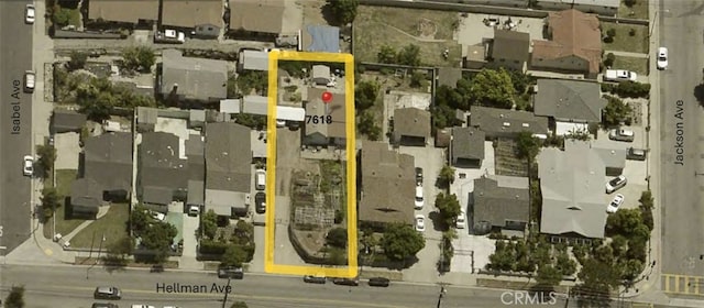 7618 Hellman Ave, Rosemead, CA 91770 - aerial view of residential area featuring property parcel outlined