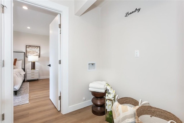 2145 Mcrae Dr, San Pedro, CA 90732 - laundry room featuring light wood-style flooring, baseboards, and recessed lighting