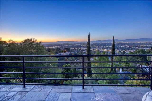 3863 Sherwood Pl, Sherman Oaks, CA 91423 - balcony at dusk featuring a mountain view