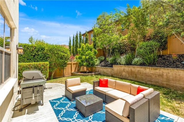 28181 Via Del Mar, San Juan Capistrano, CA 92675 - fenced backyard featuring an outdoor living space, area for grilling, and a patio area