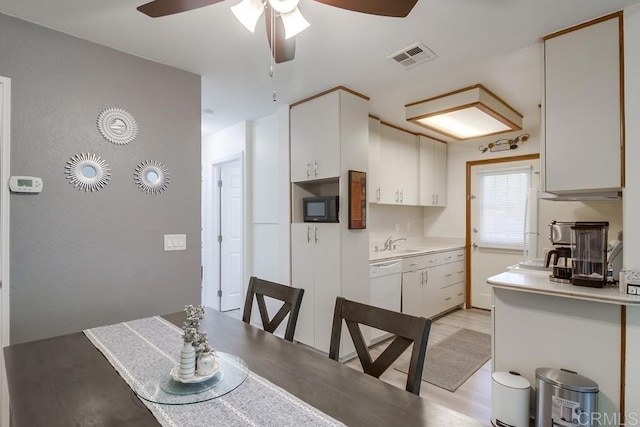 12158 Orange Crest Ct Unit 4, Lakeside, CA 92040 - dining room featuring ceiling fan and light wood-type flooring