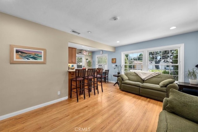 2515 Armour Ln, Redondo Beach, CA 90278 - living area featuring light wood-style floors, baseboards, and recessed lighting