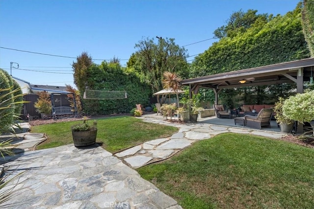 2515 Armour Ln, Redondo Beach, CA 90278 - view of yard featuring outdoor lounge area, a patio, and a gazebo