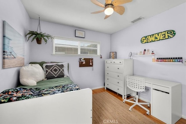 2515 Armour Ln, Redondo Beach, CA 90278 - bedroom featuring light wood-style flooring, baseboards, and a ceiling fan