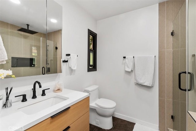 17630 Mapes Ave, Cerritos, CA 90703 - full bath with vanity, a stall shower, tile patterned flooring, and toilet