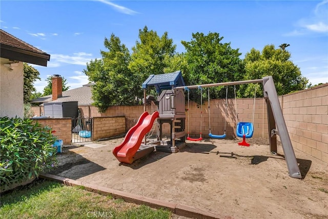 7612 Vicky Ave, West Hills, CA 91304 - view of jungle gym with a fenced backyard