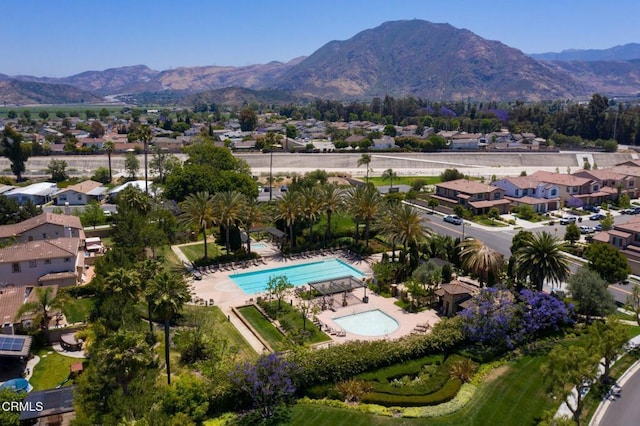 3806 Golden Pond Dr, Camarillo, CA 93012 - aerial perspective of suburban area featuring a mountainous background and a pool area