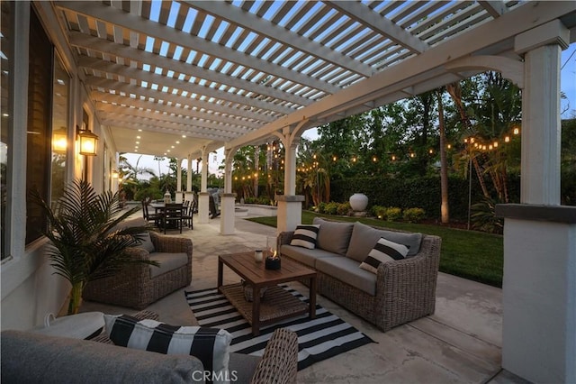 2229 N 3rd Ave, Upland, CA 91784 - view of patio / terrace with an outdoor hangout area, outdoor dining area, and a pergola