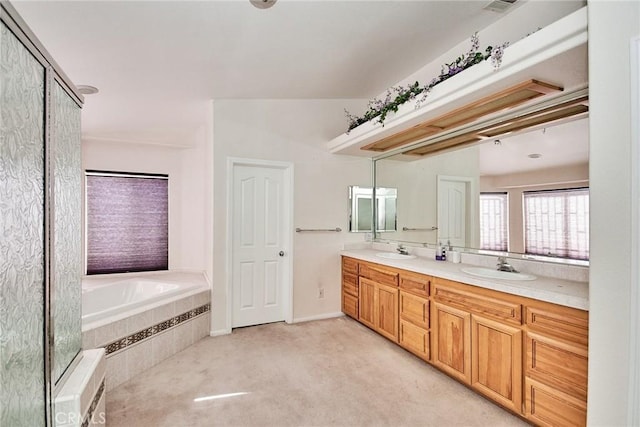 9920 Sage St, Oak Hills, CA 92344 - full bathroom with double vanity and a garden tub